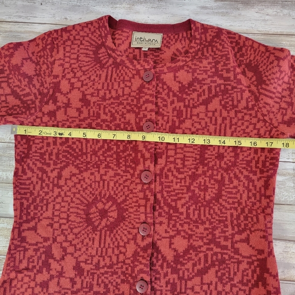 Intiwara Womens Alpaca Button Front Red Orange Cardigan Size Small - Picture 4 of 13
